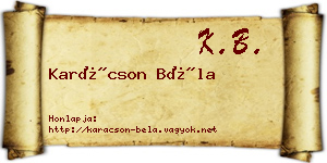 Karácson Béla névjegykártya