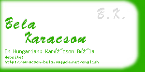 bela karacson business card